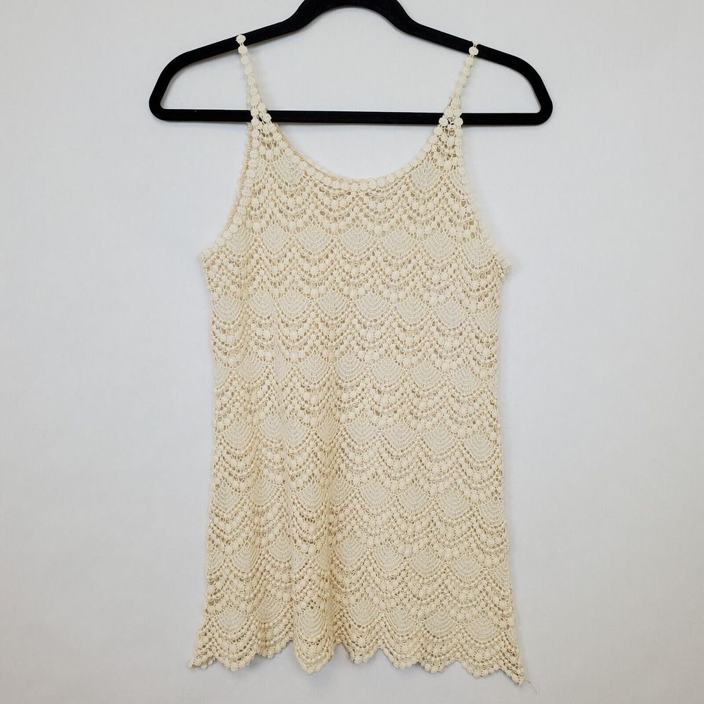 Crochet Lace Top Womens‎ Est Size Small? Tunic Sher Festival Fairycore Ivory